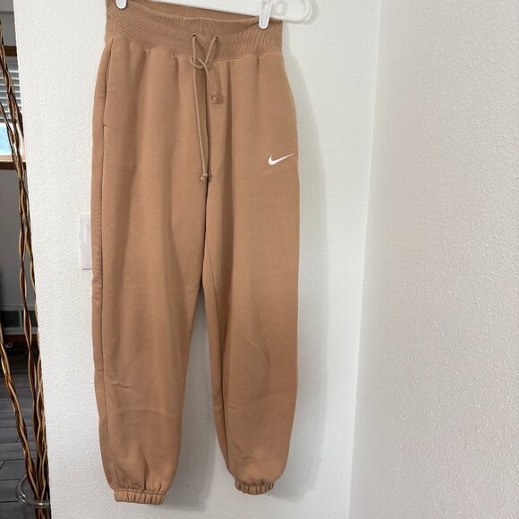 Nike Phoenix Fleece joggers Tan Size XXS Baggy Drawstring - Picture 2 of 10